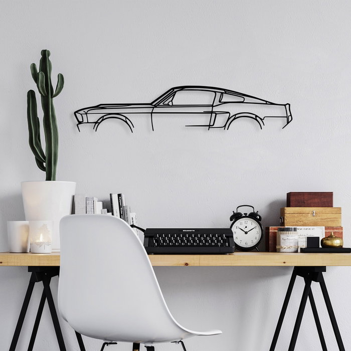 Wallity 1967 Ford Mustang Shelby GT500 Silhouette Escultura de Pared